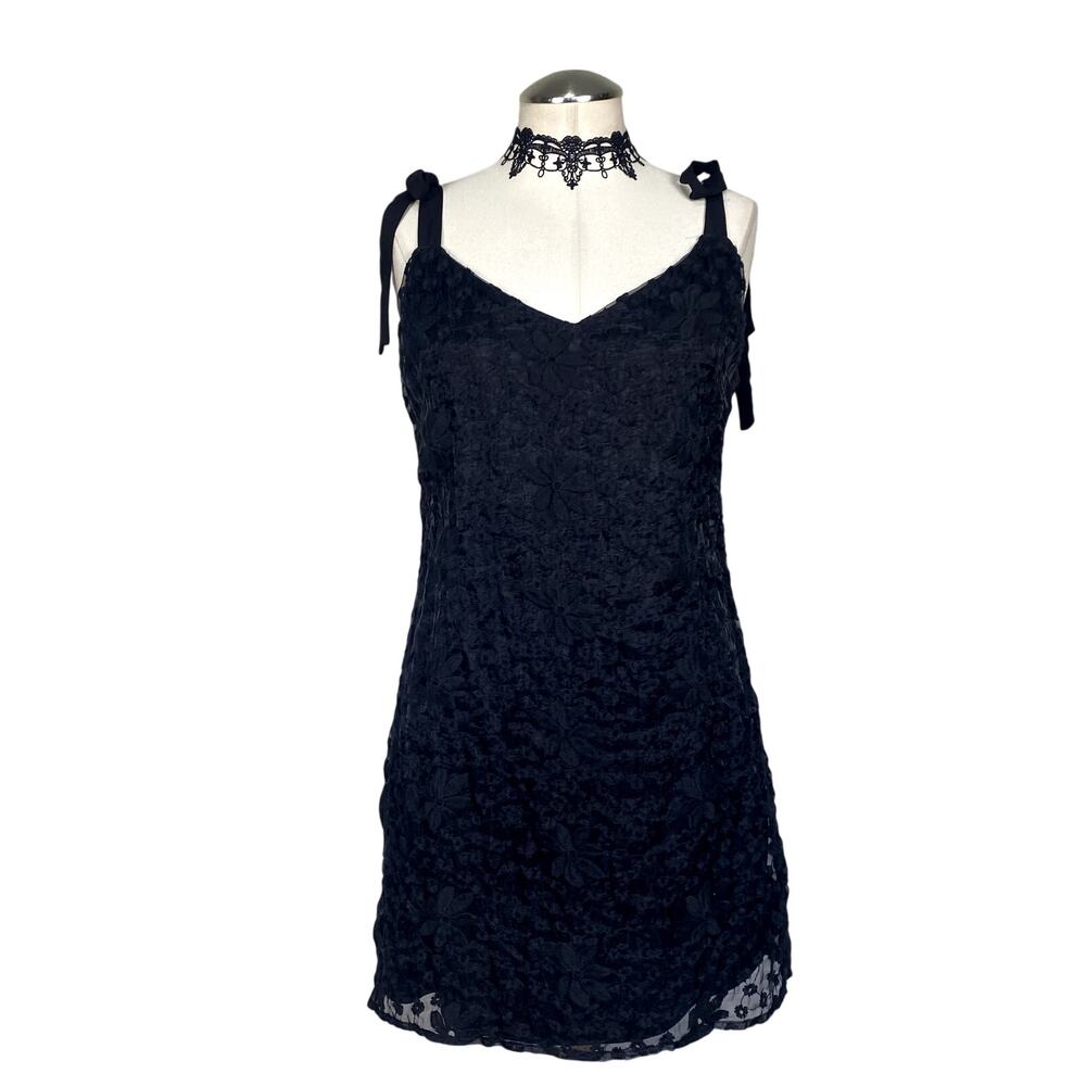 Mi Ami Lace A Line Shoulder Tie Whimsigoth Romantic Gothic Grunge Mini Dress L